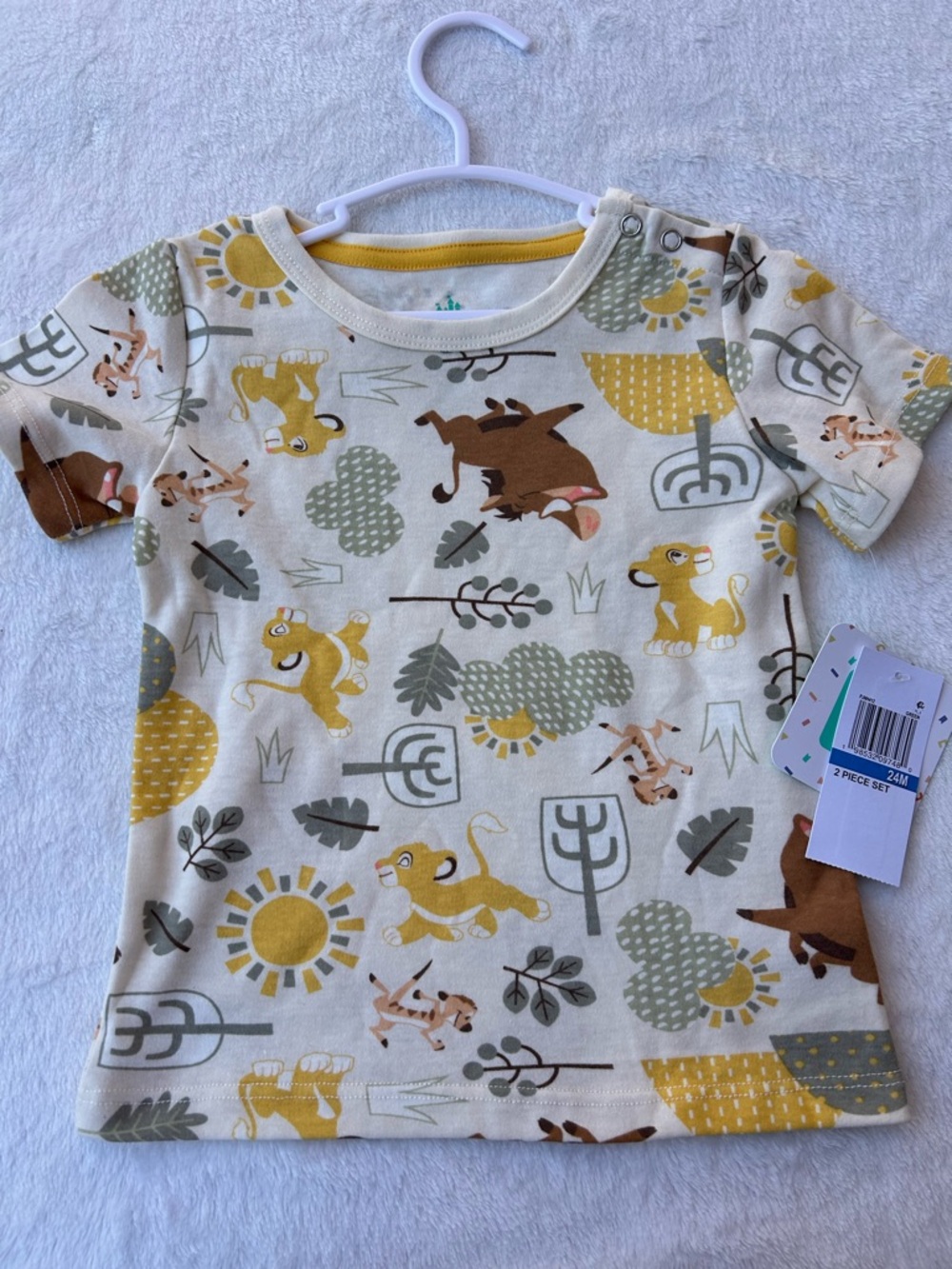 Disney Short Sleeve Lion & Safari Print Tee - Yellow & Cream